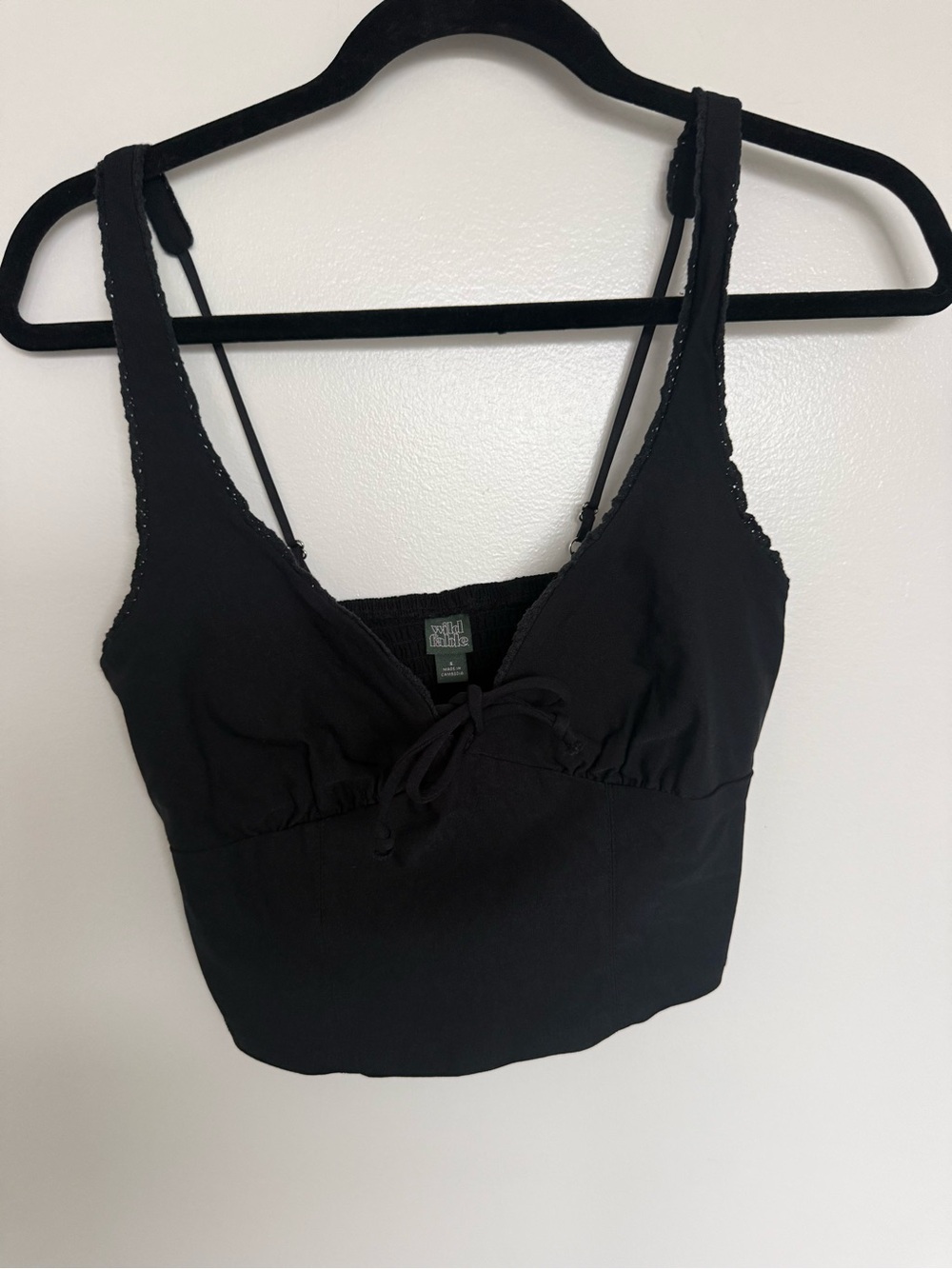 wild fable Black Cropped Camisole with Front Tie